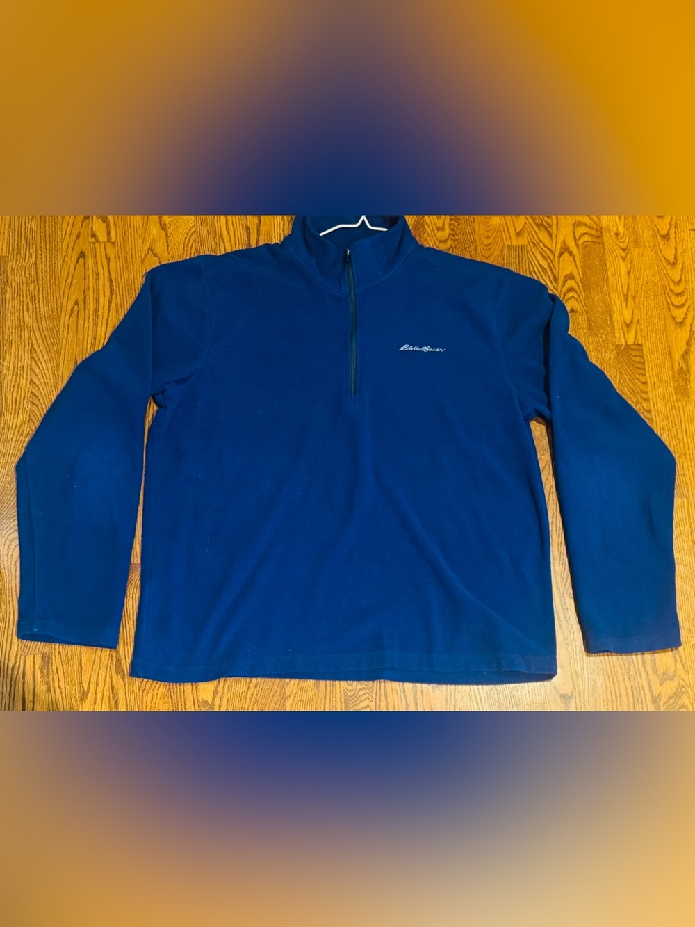 Eddie Bauer Mens M 1/4 Zip Fleece Pullover Blue Jacket Sweater Medium Outdoor